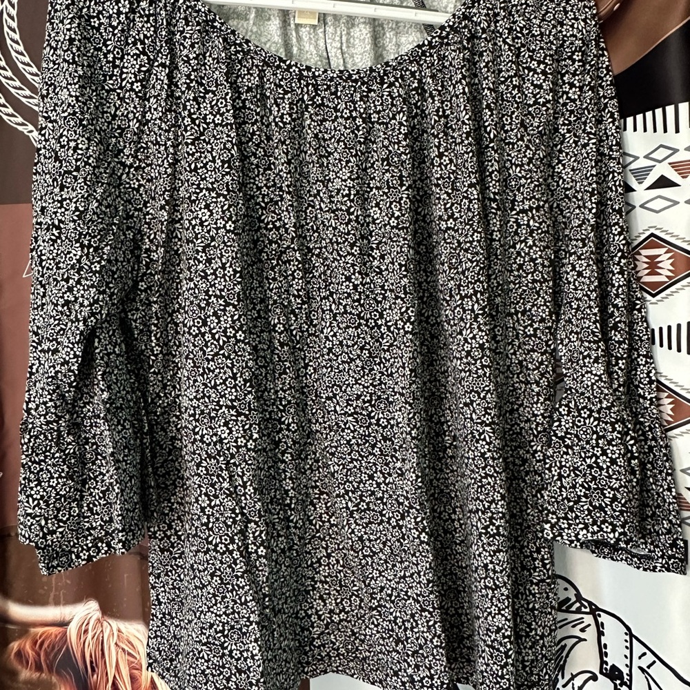 Michael Kors Black and White Floral Blouse